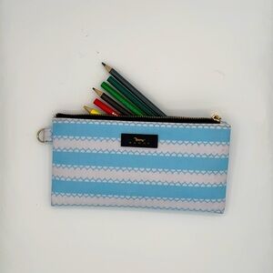 Scout Pencil Bag with Colored Pencils (blue and white stripe)